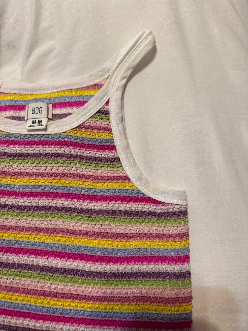 BDG Urban Outfitters Rainbow Striped Knit Tank Top | Size Medium - Picture 4 of 6